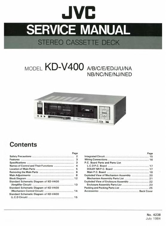 Jvc KDV 400 Service Manual
