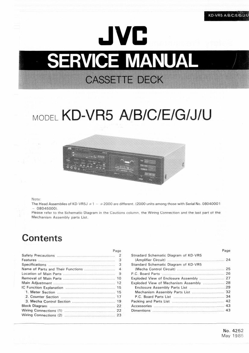 Jvc KDVR 5 Service Manual