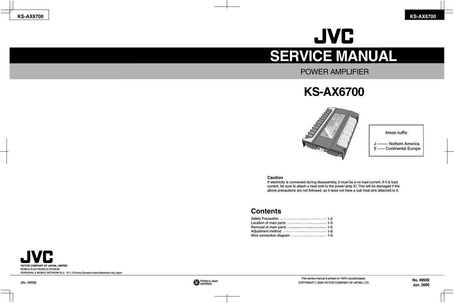 Jvc KSAX 6700 Service Manual