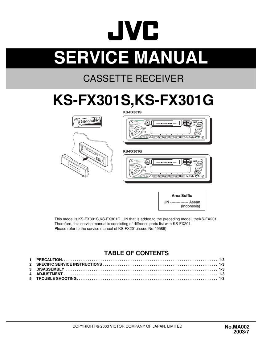 Jvc KSFX 301 G Service Manual