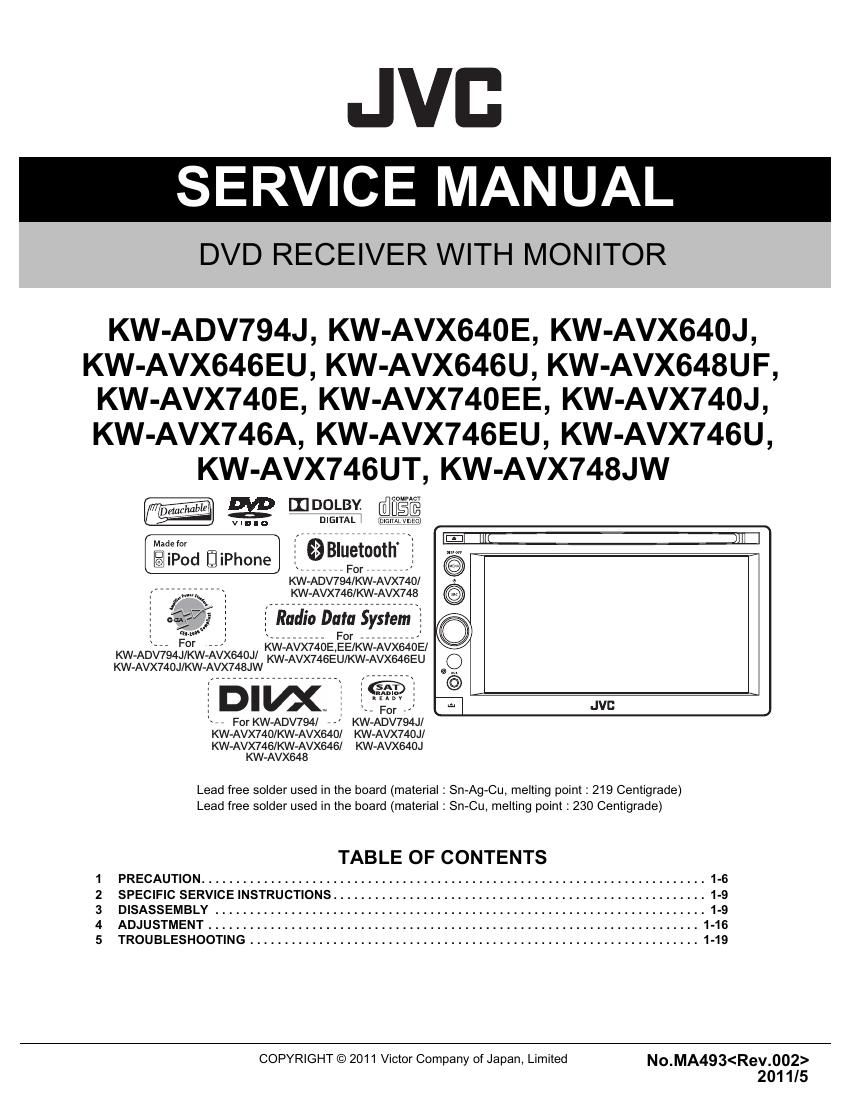Jvc KWAVX 746 U Service Manual