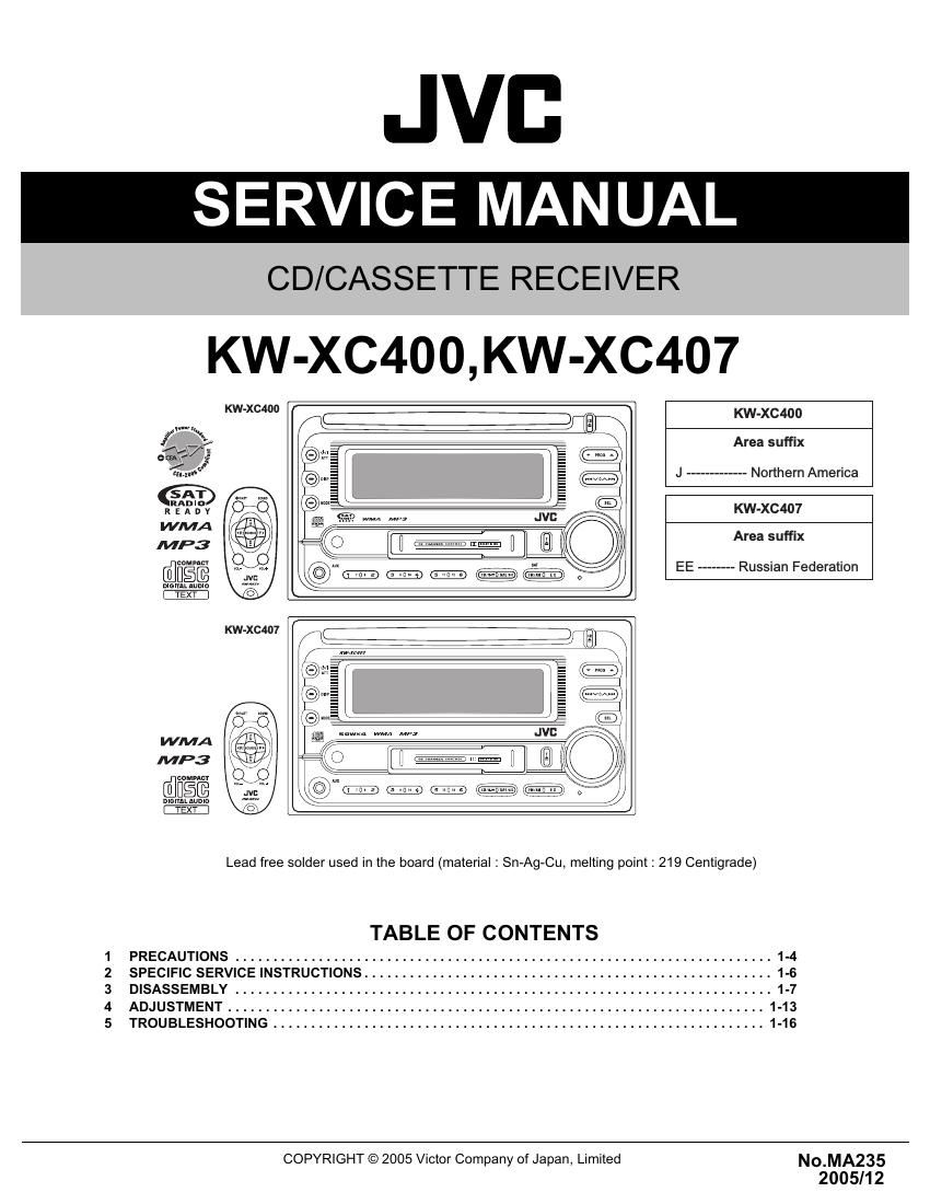 Jvc KWXC 407 Service Manual