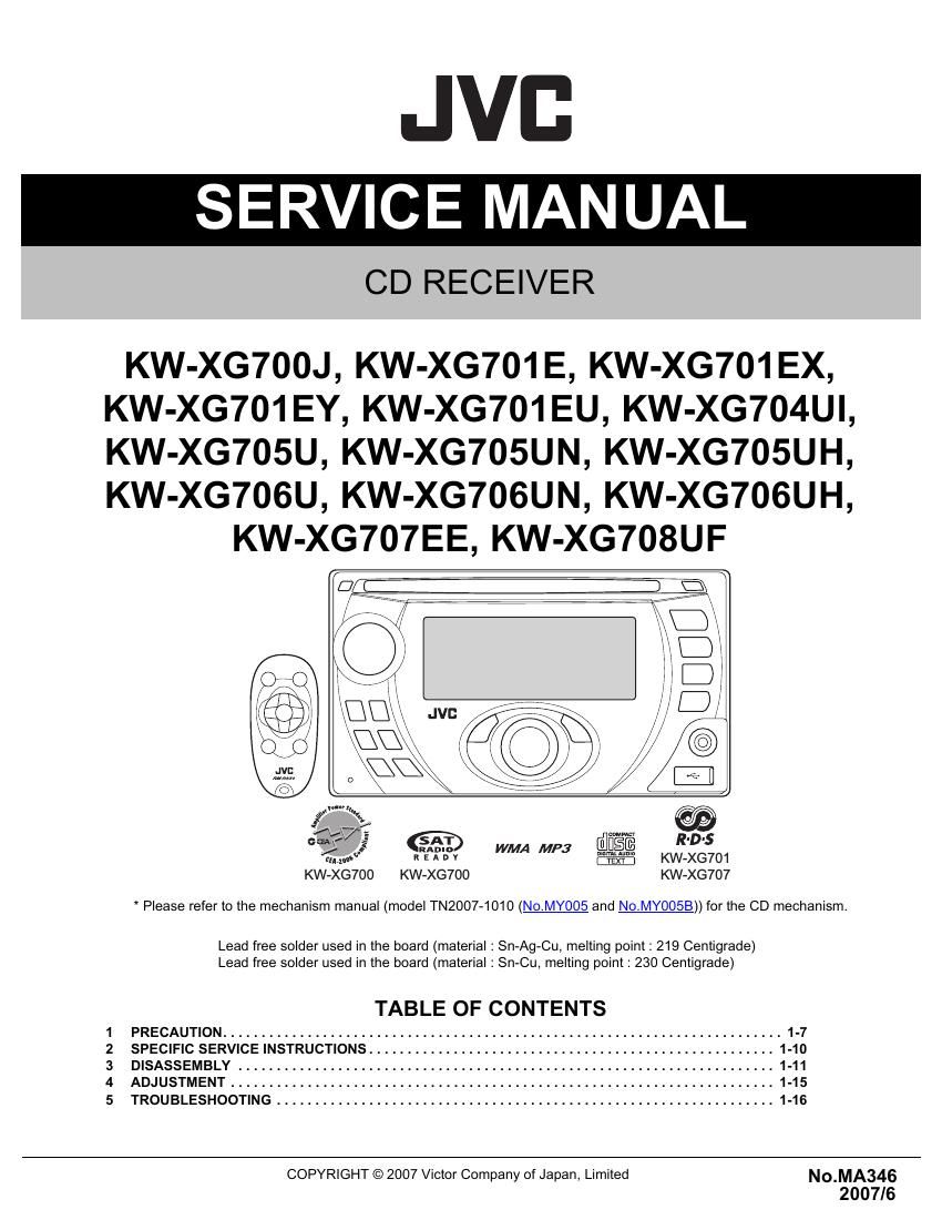 Jvc KWXG 705 Service Manual