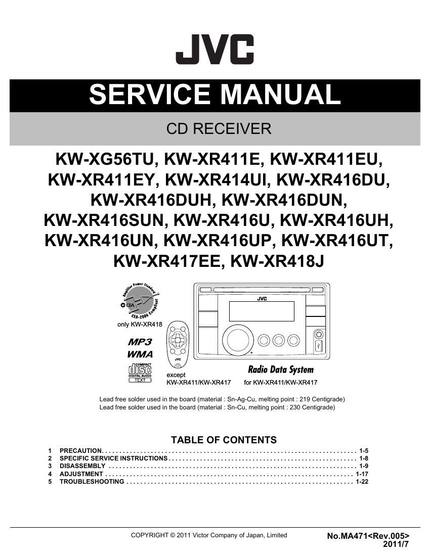 Jvc KWXR 416 DU Service Manual