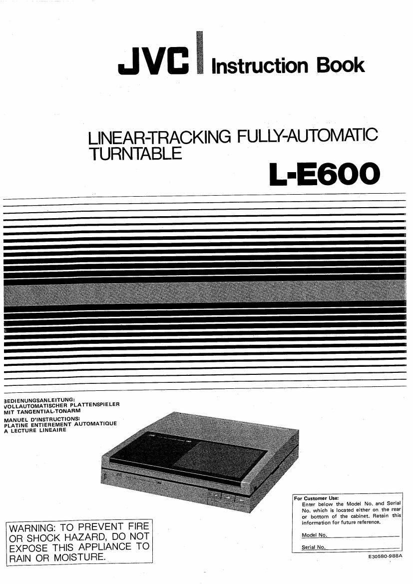 Jvc LE 600 Owners Manual