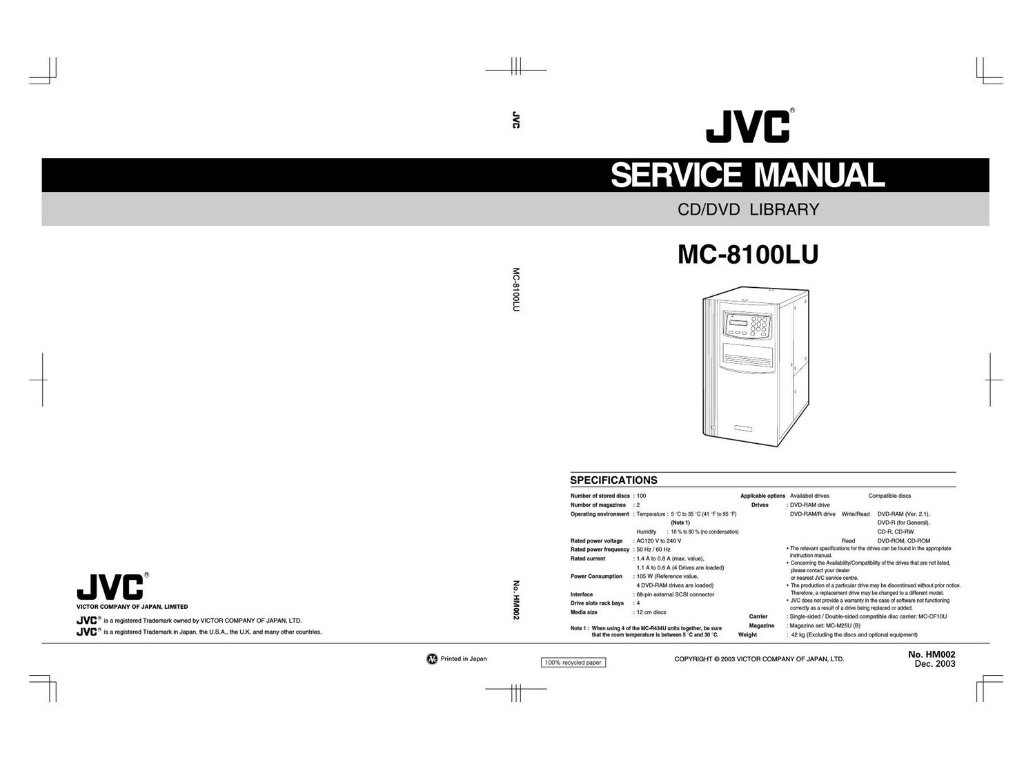 Jvc MC 8100 LU Service Manual