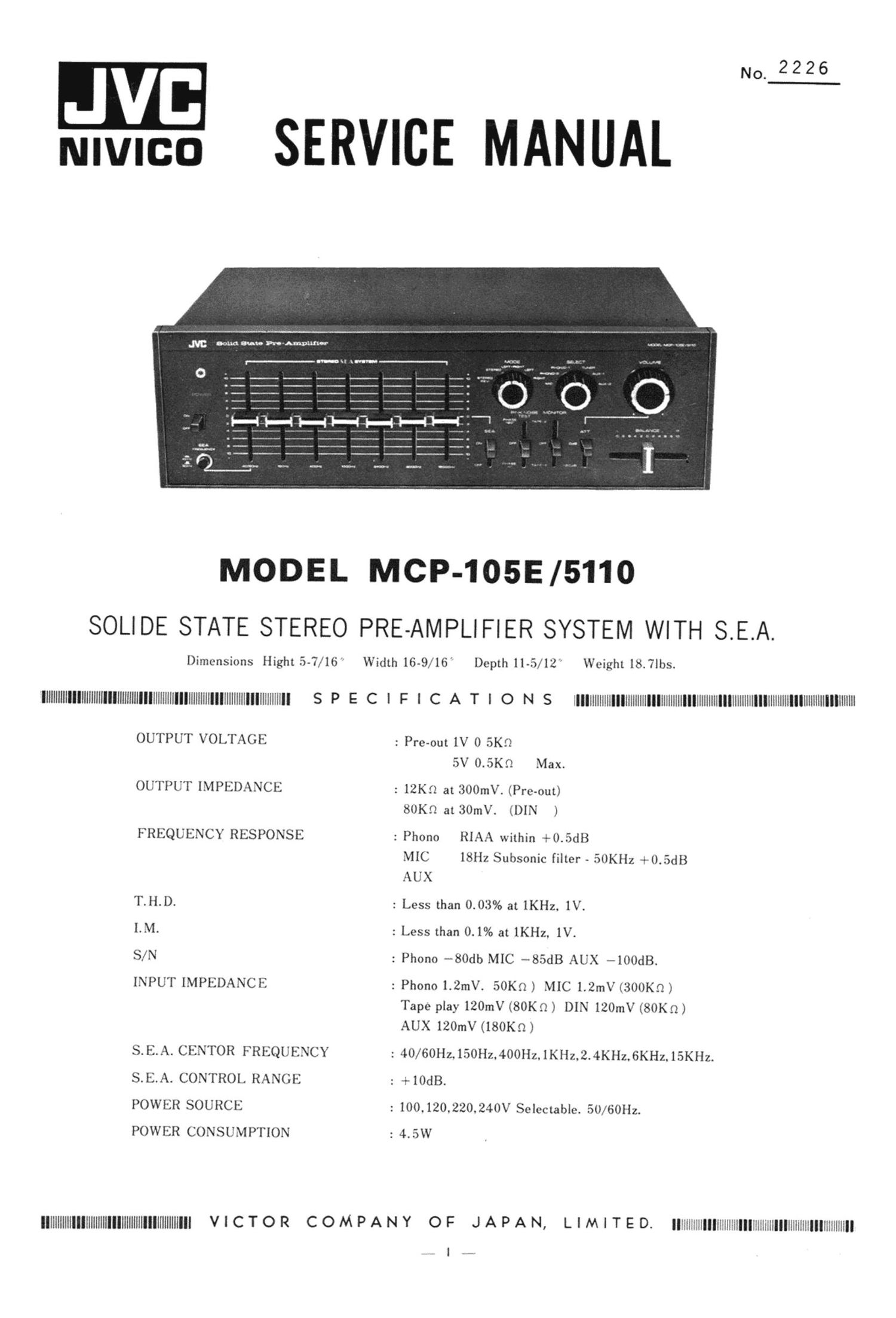 Jvc MCP 105 E Service Manual