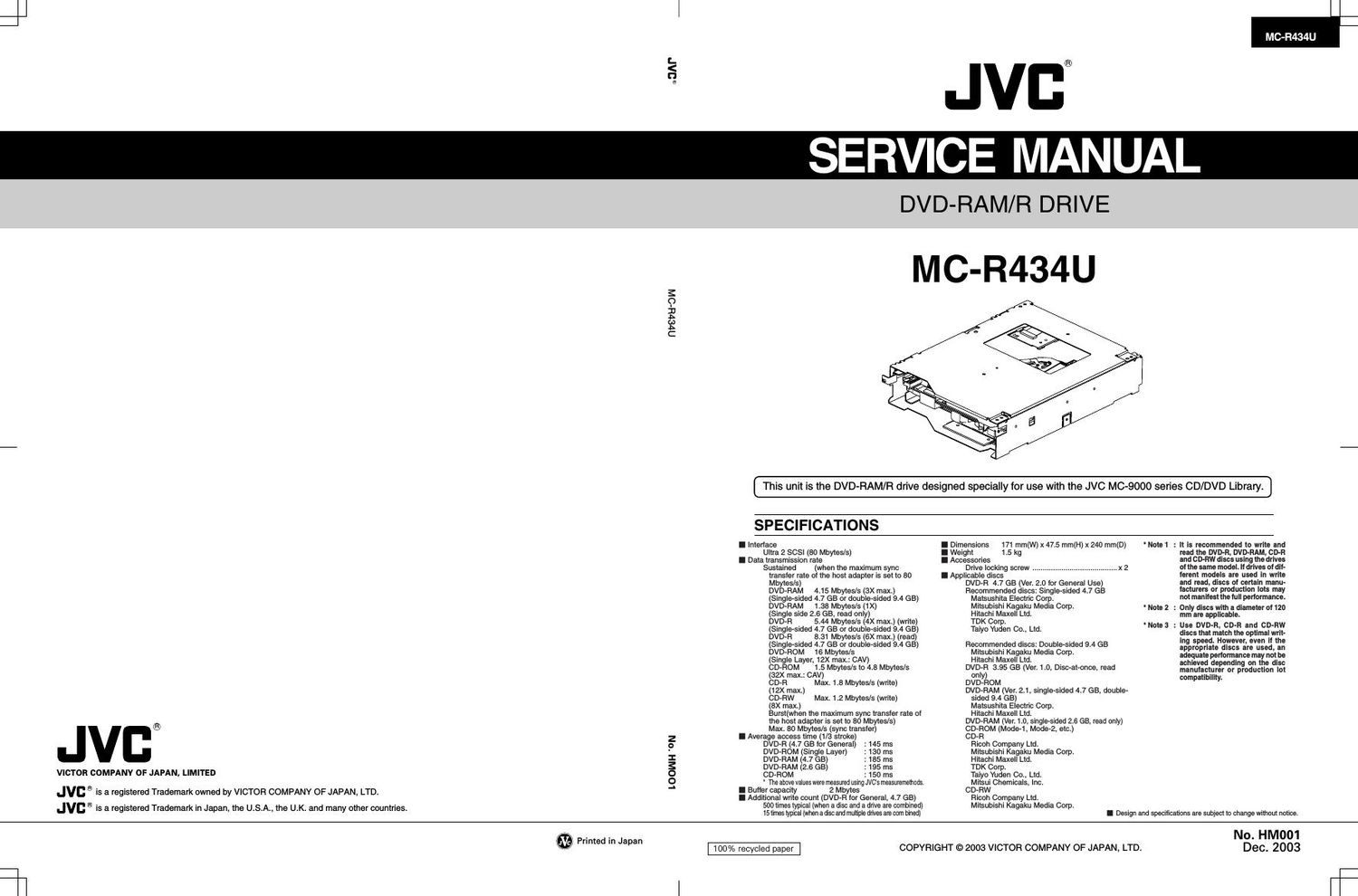 Jvc MCR 434 U Service Manual