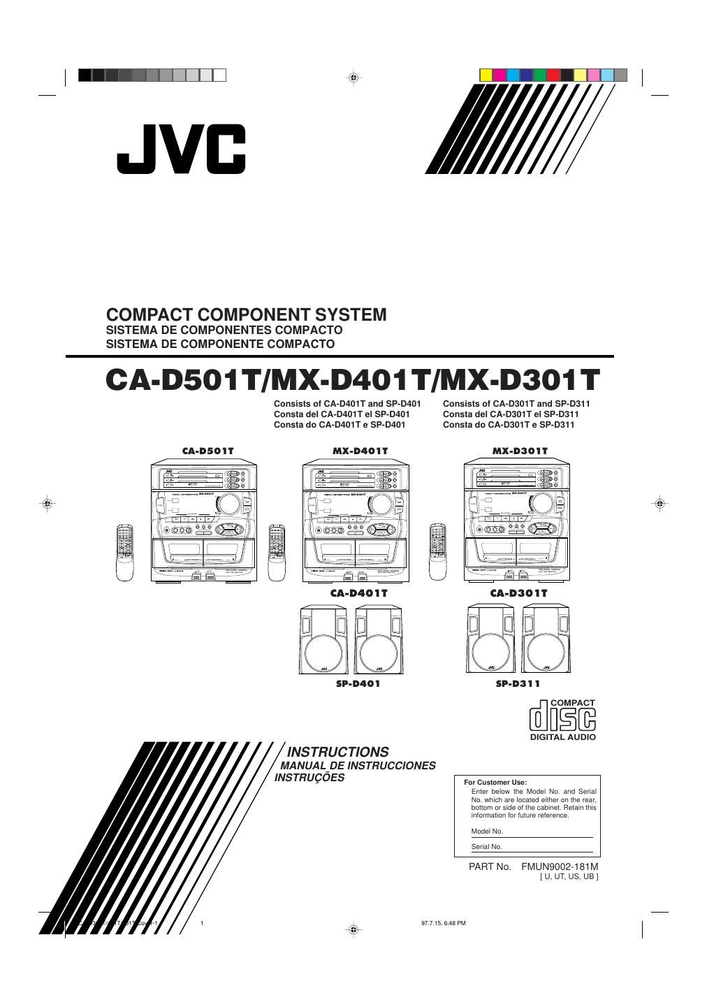 Jvc MXD 301 T Owners Manual