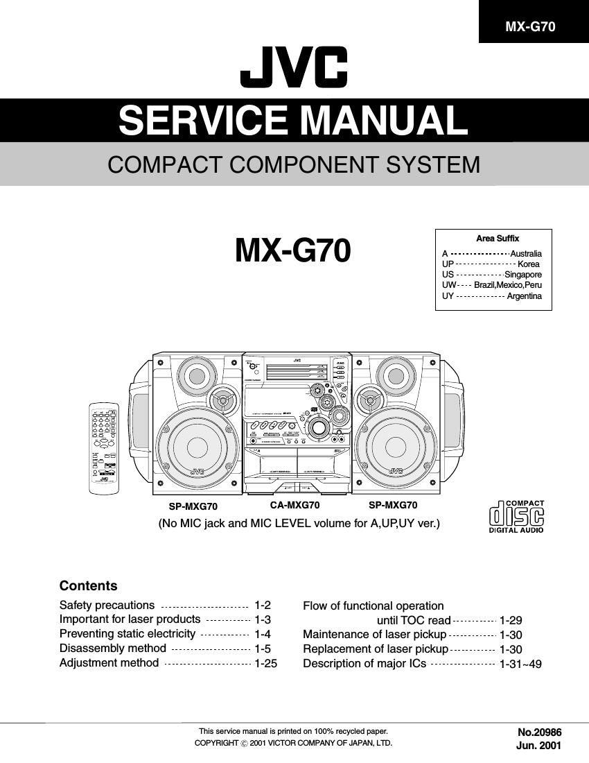 Jvc MXG 70 UW Service Manual