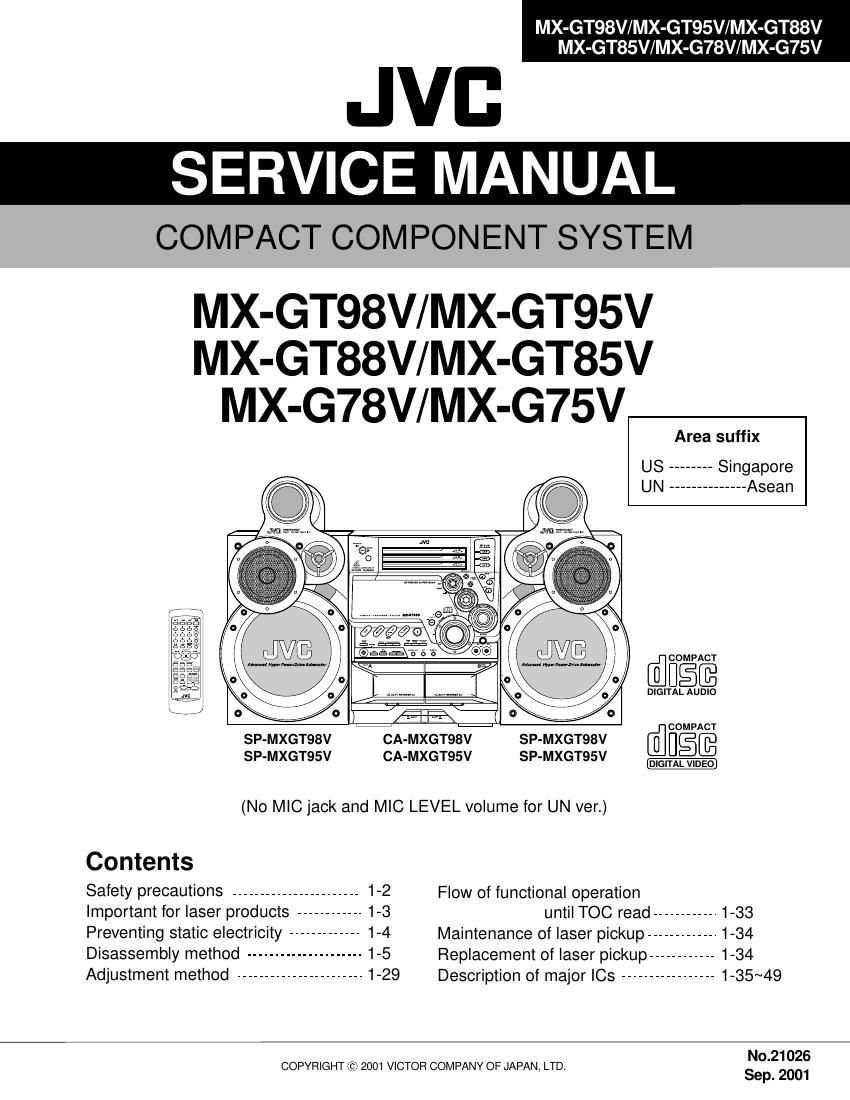 Jvc MXGT 95 V Service Manual