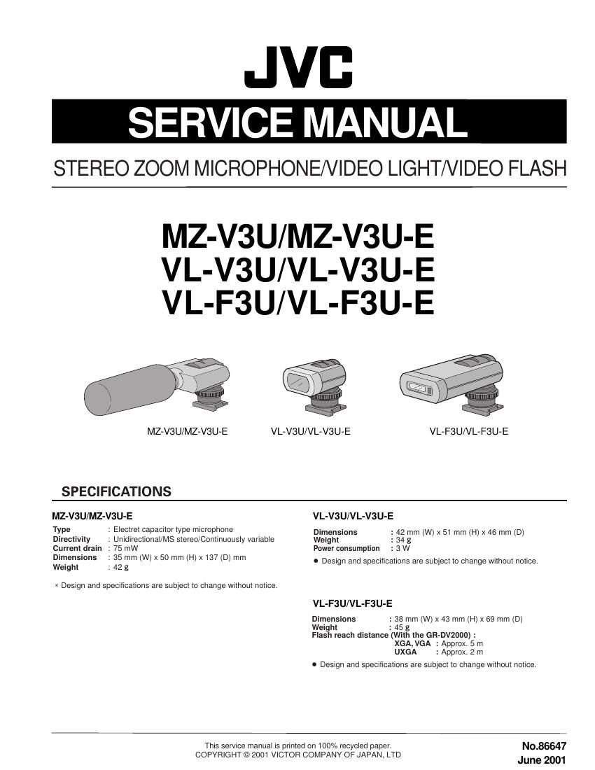 Jvc MZV 3 UE Service Manual