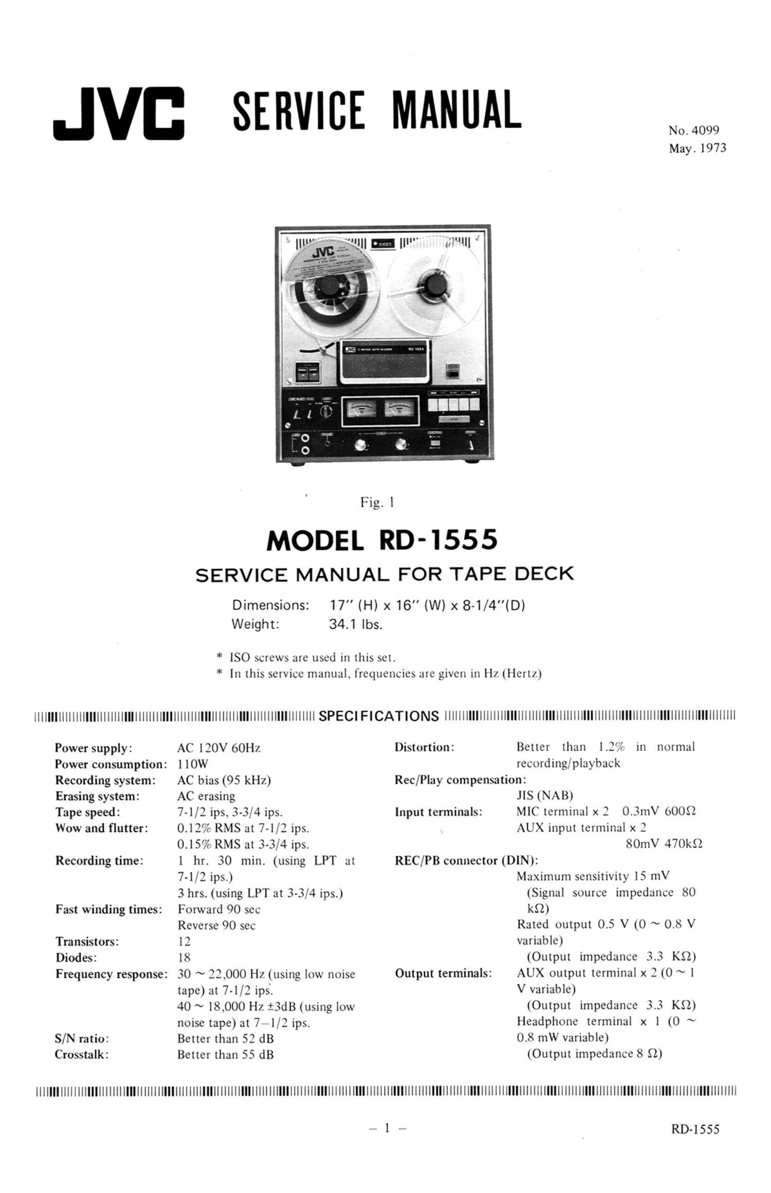 Jvc RD 1555 Service Manual