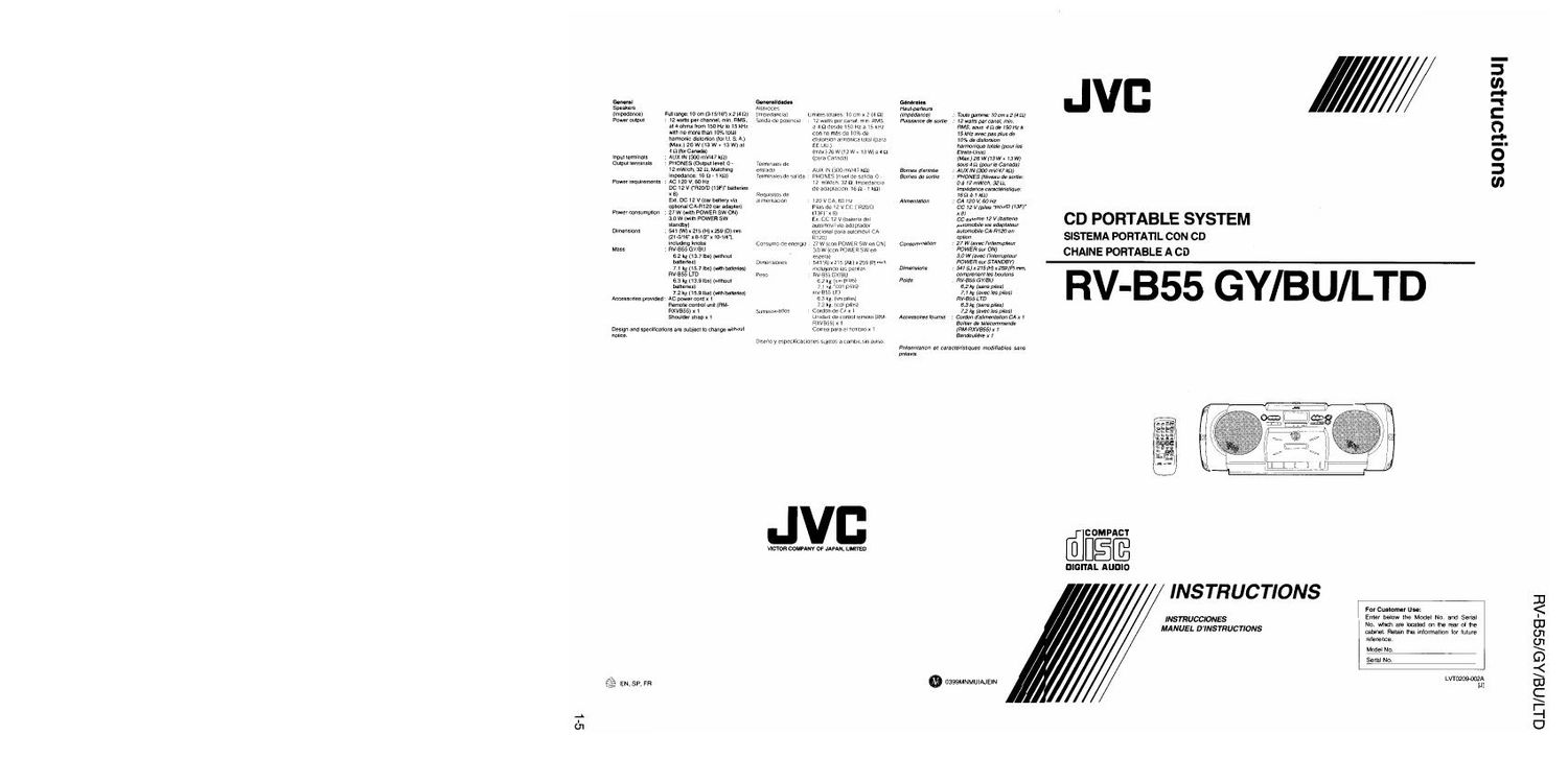 Jvc RVB 55 GY Owners Manual