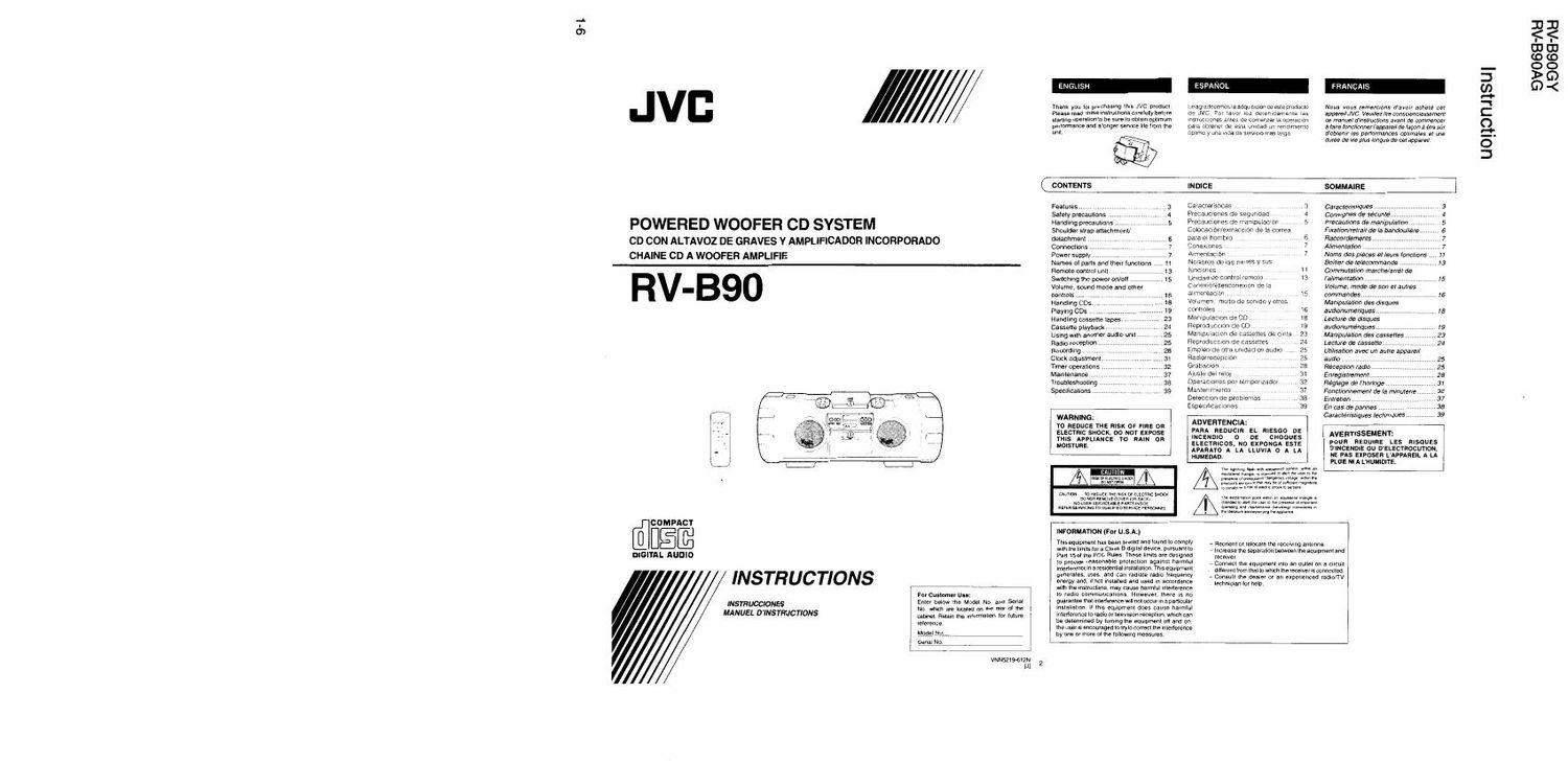 Jvc RVB 90 Owners Manual