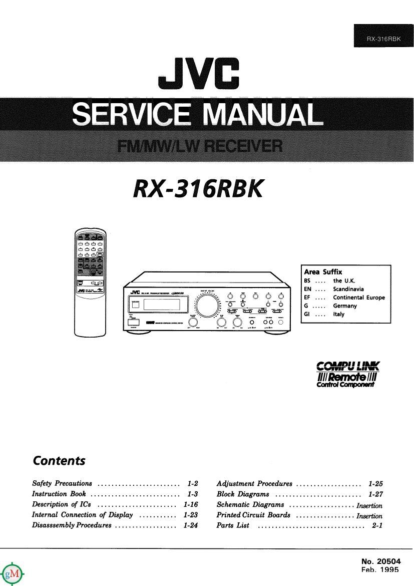 Jvc RX 316 RBK Service Manual