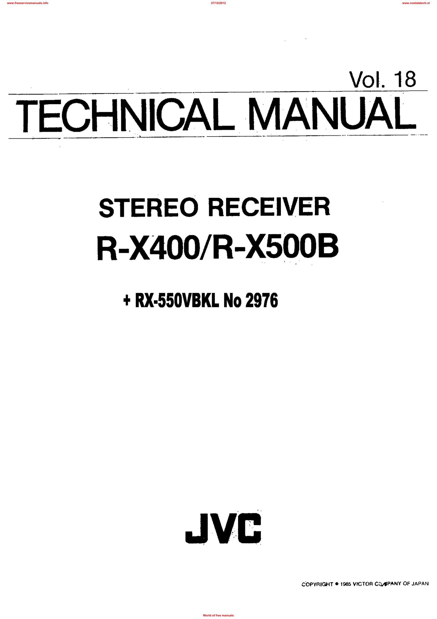 Jvc RX 400 Service Manual
