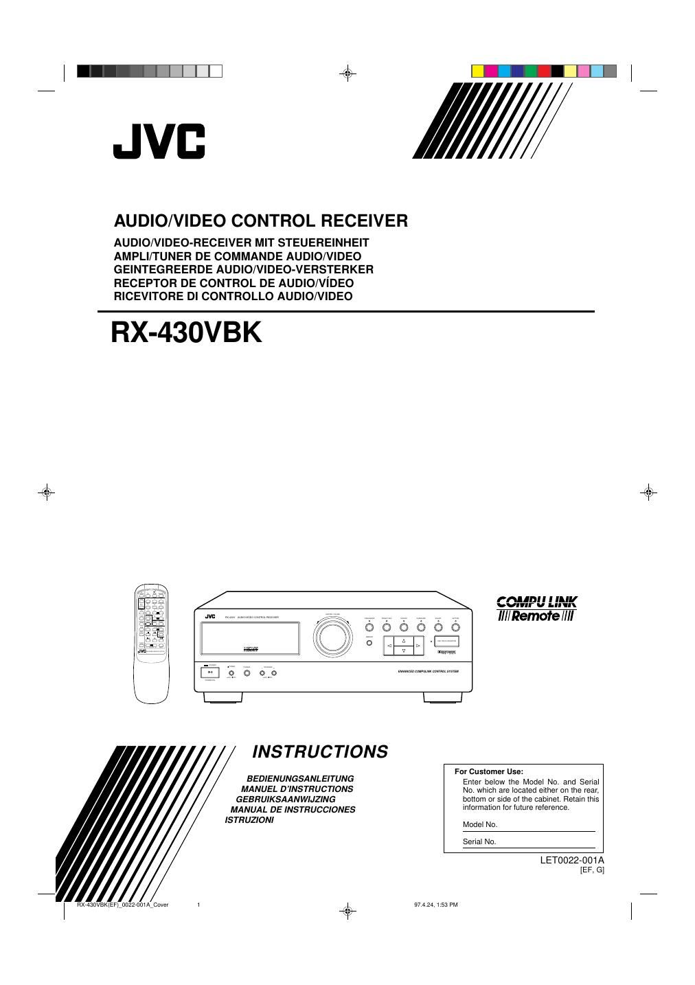 Jvc RX 430 VBK Owners Manual