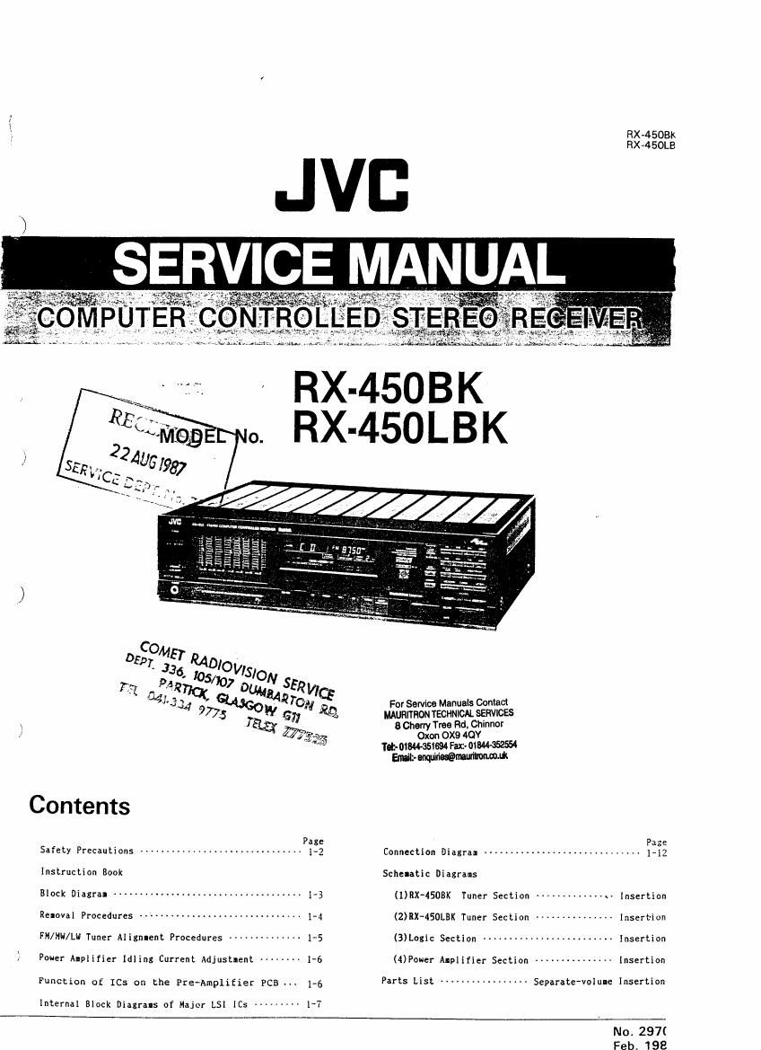 Jvc RX 450LBK Service Manual