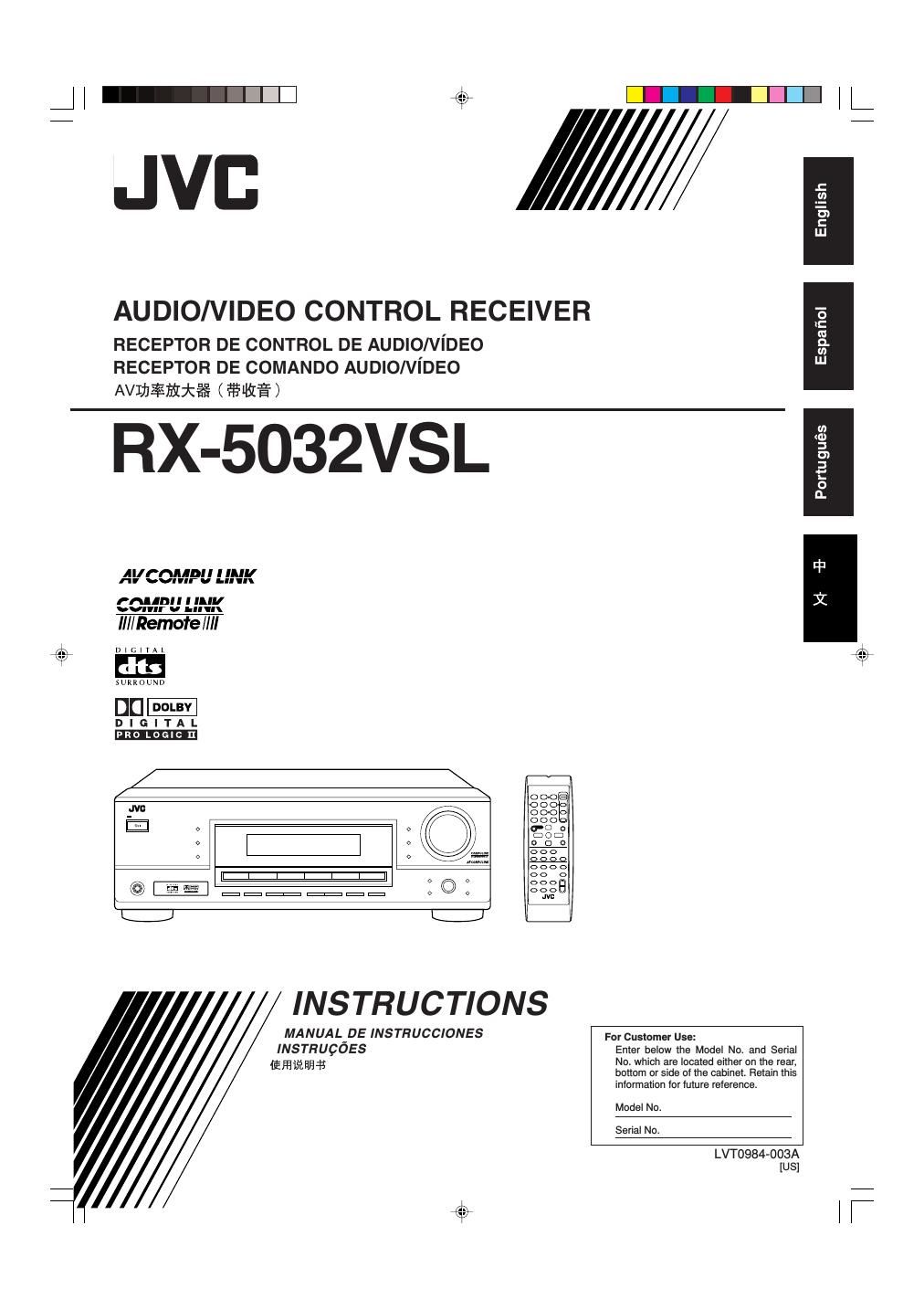 Jvc RX 5032 VSL Owners Manual