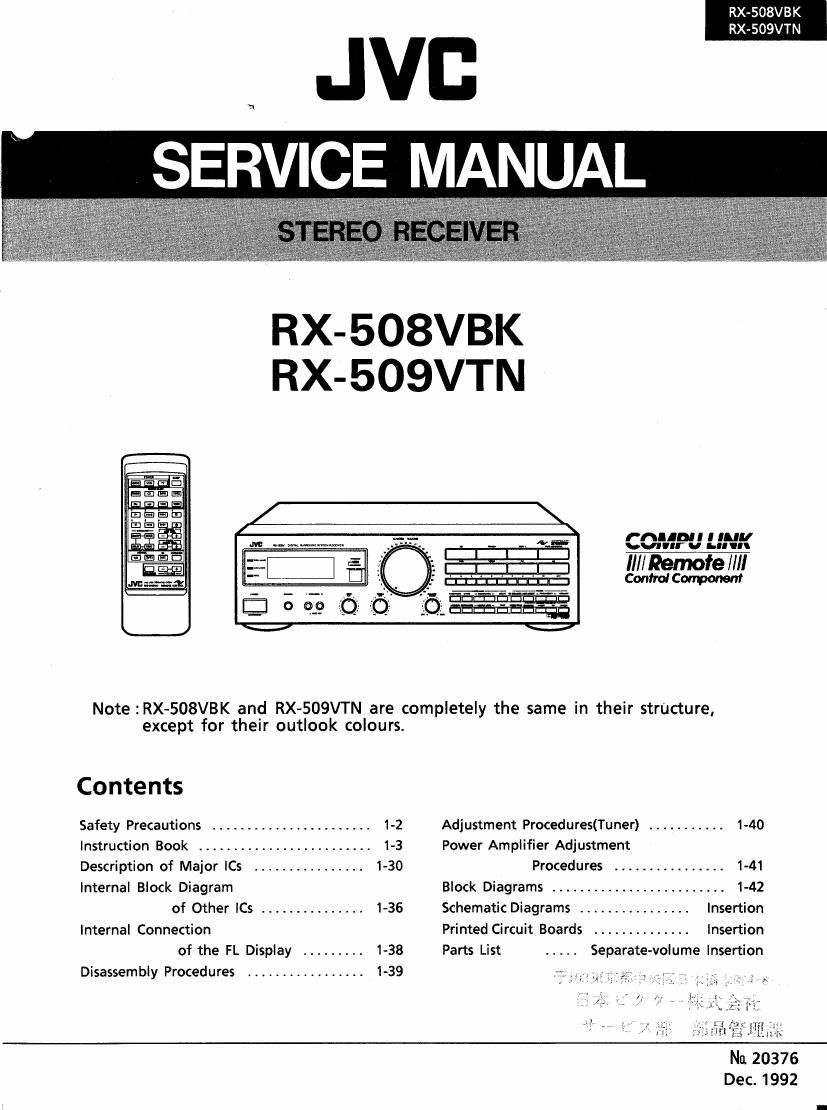 Jvc RX 509 VTN Service Manual