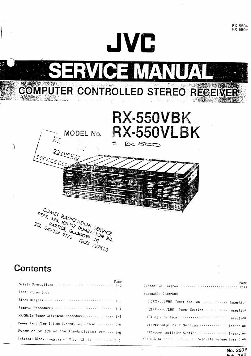 Jvc RX 550 VLBK Service Manual
