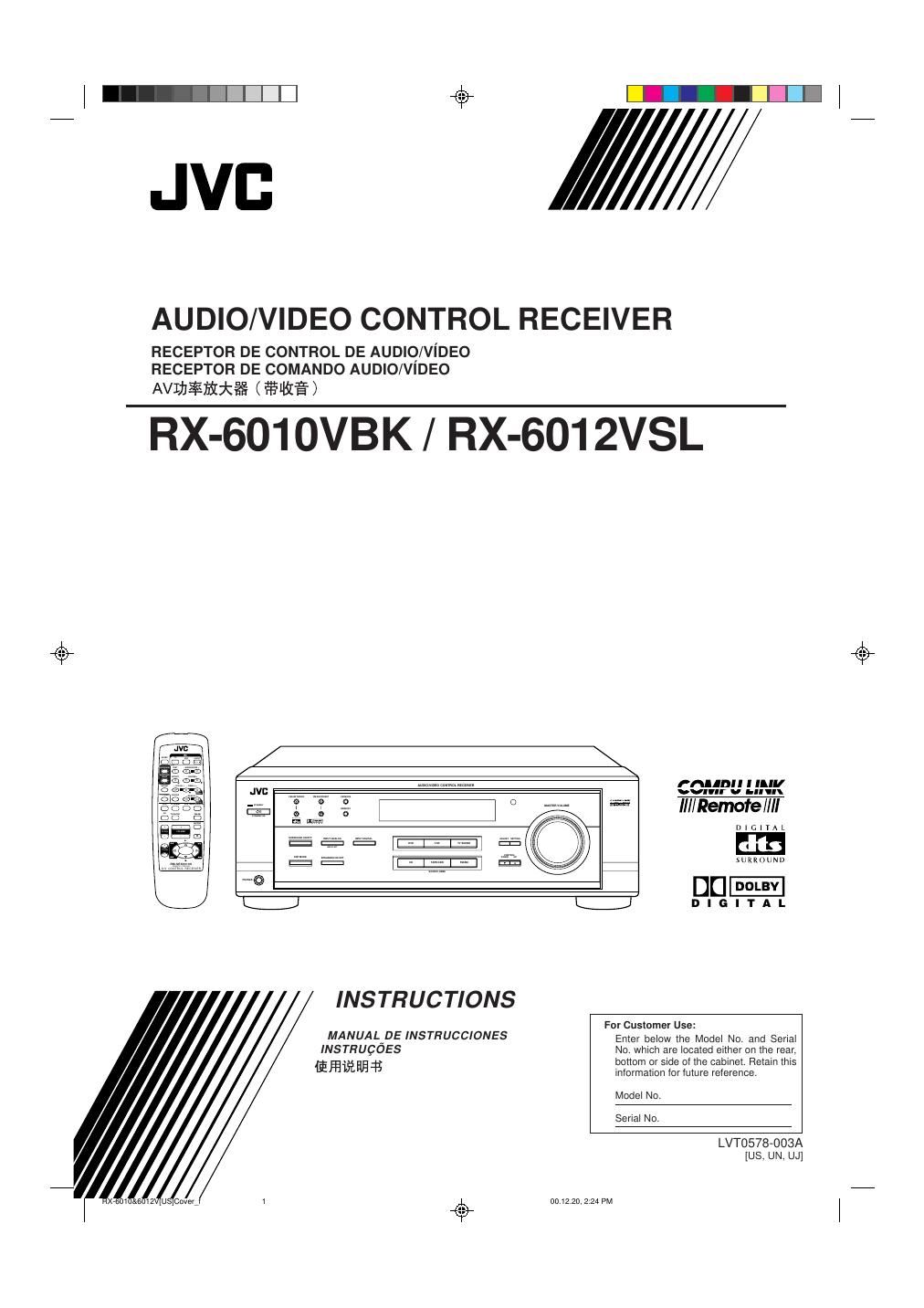 Jvc RX 6012 VSL Owners Manual