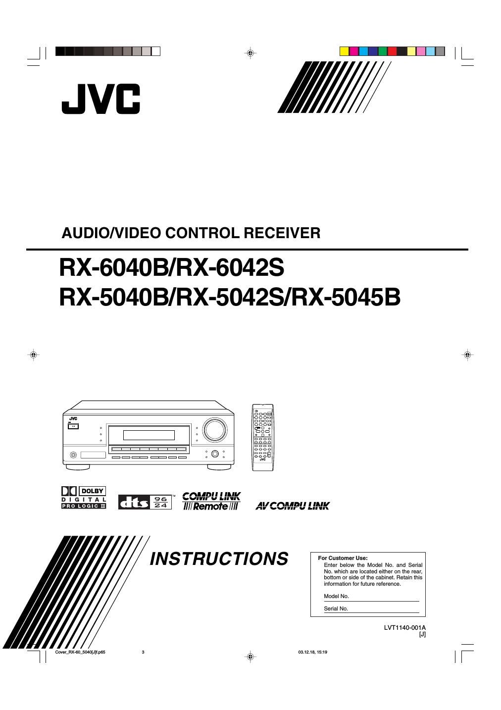 Jvc RX 6040 B Owners Manual