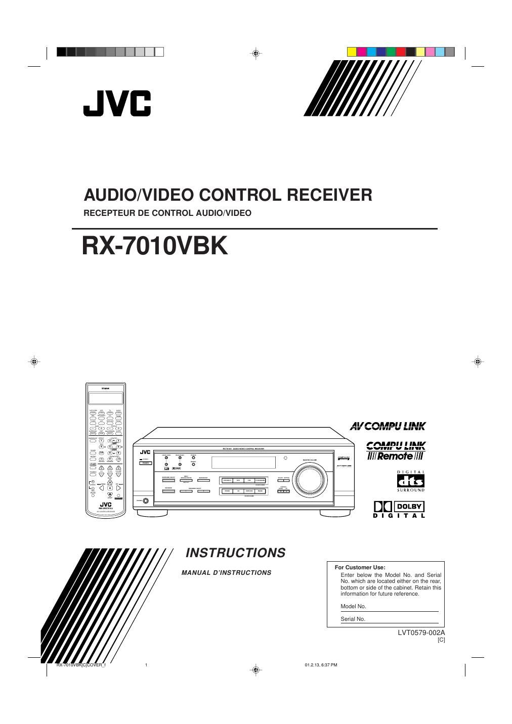 Jvc RX 7010 VBK Owners Manual