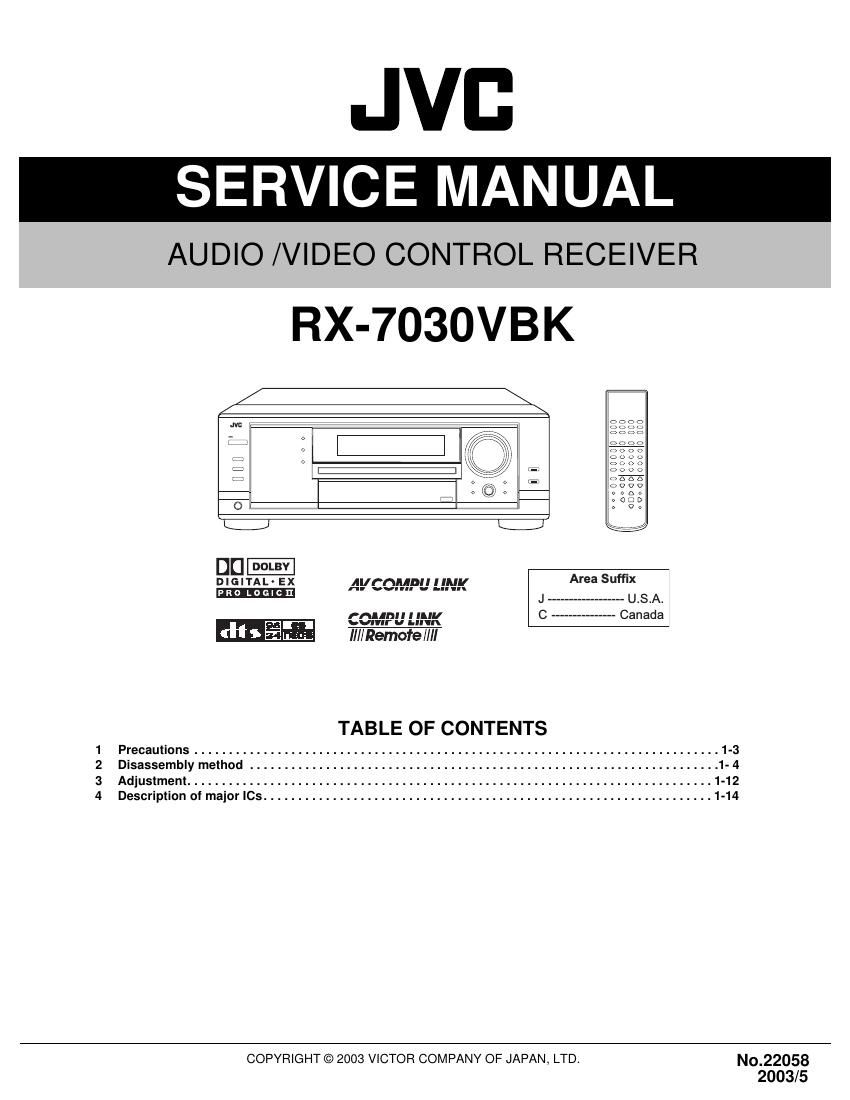 Jvc RX 7030 VBK Service Manual