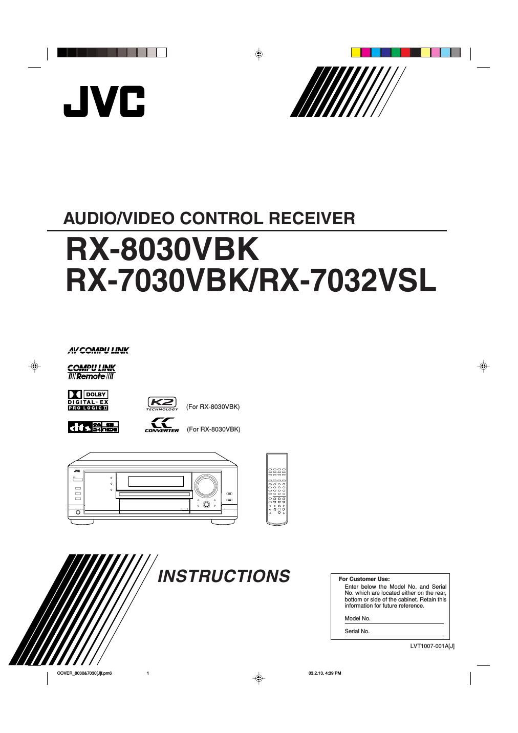 Jvc RX 7032 VSL Owners Manual