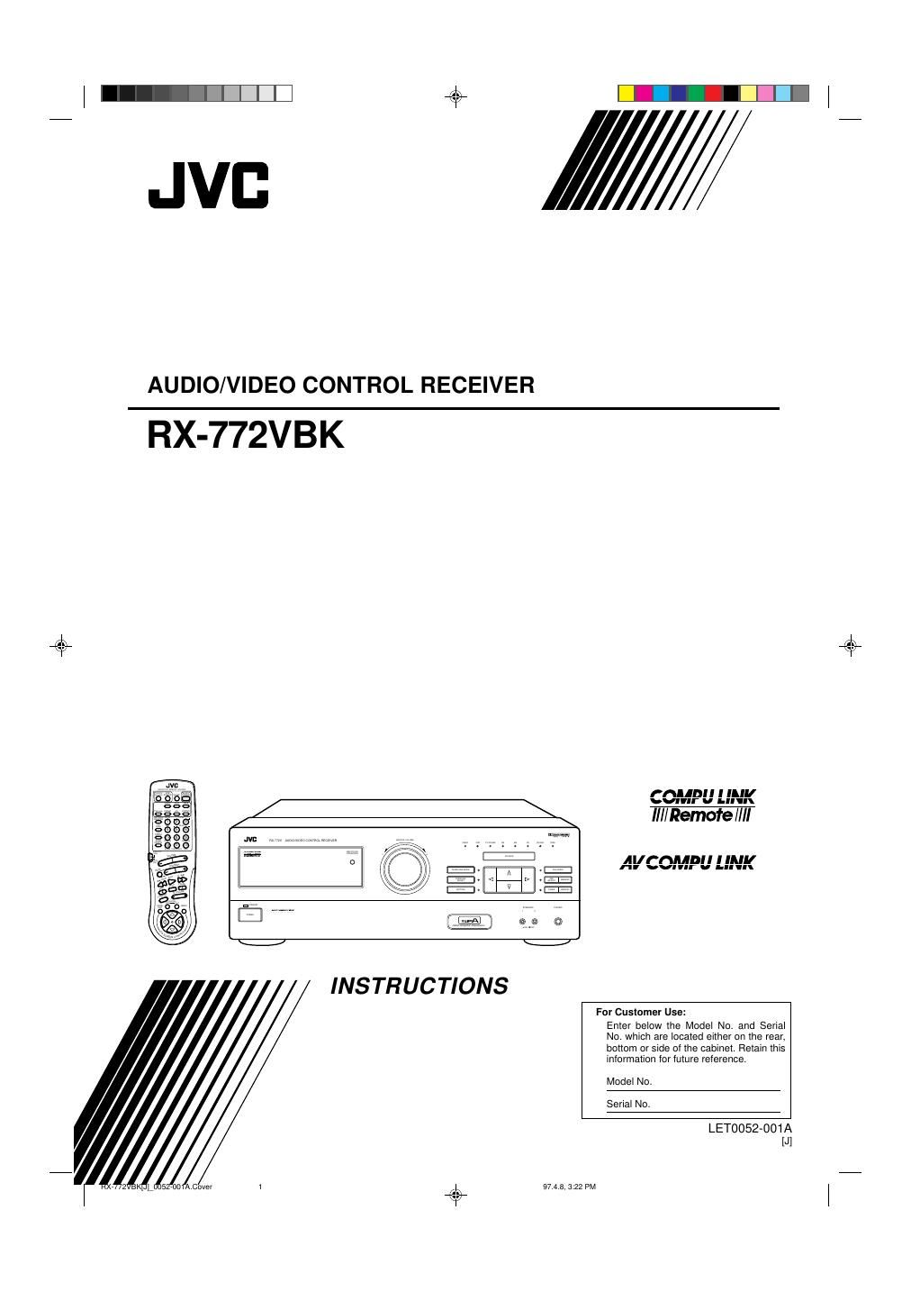 Jvc RX 772 VBK Owners Manual