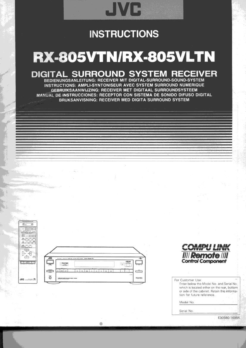 Jvc RX 805 VTN Owners Manual