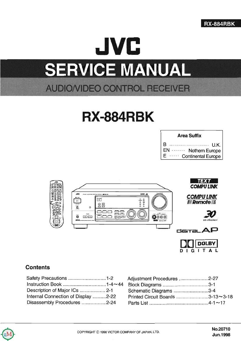 Jvc RX 884 RBK Service Manual
