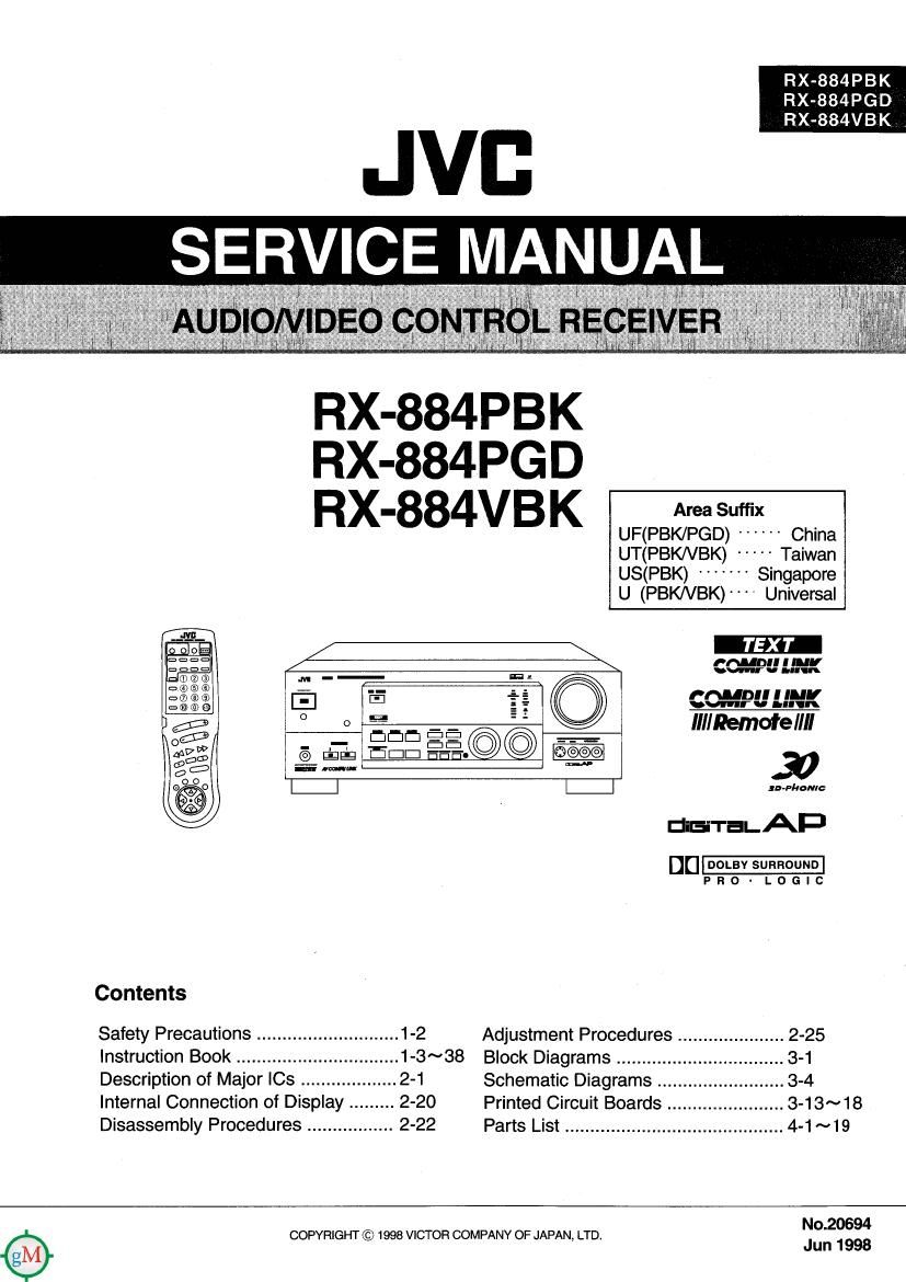 Jvc RX 884 V Service Manual