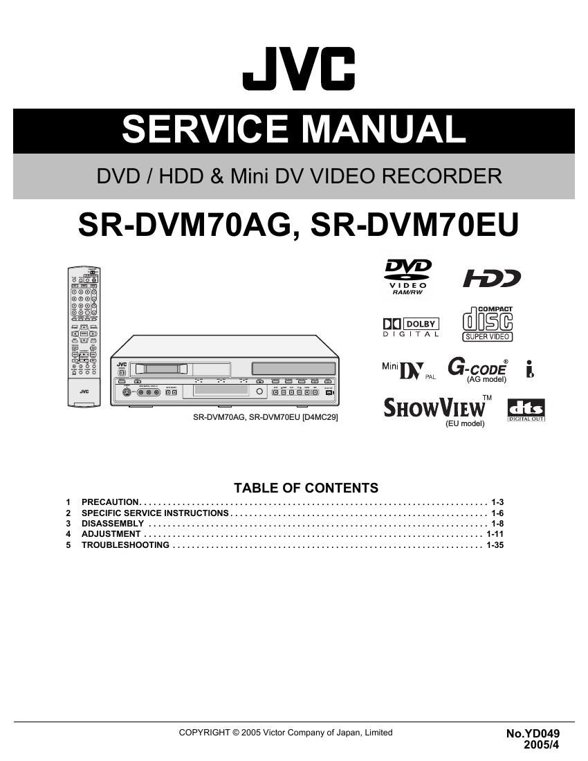 Jvc SRDVM 70 EU Service Manual