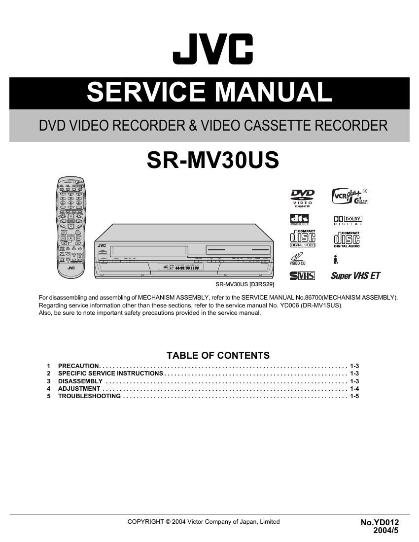 Jvc SRMV 30 US Service Manual