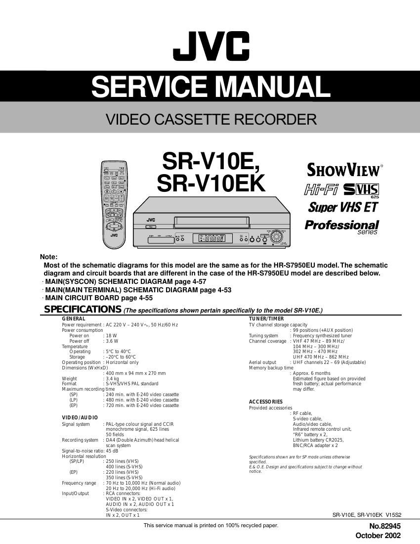 Jvc SRV 10 Service Manual