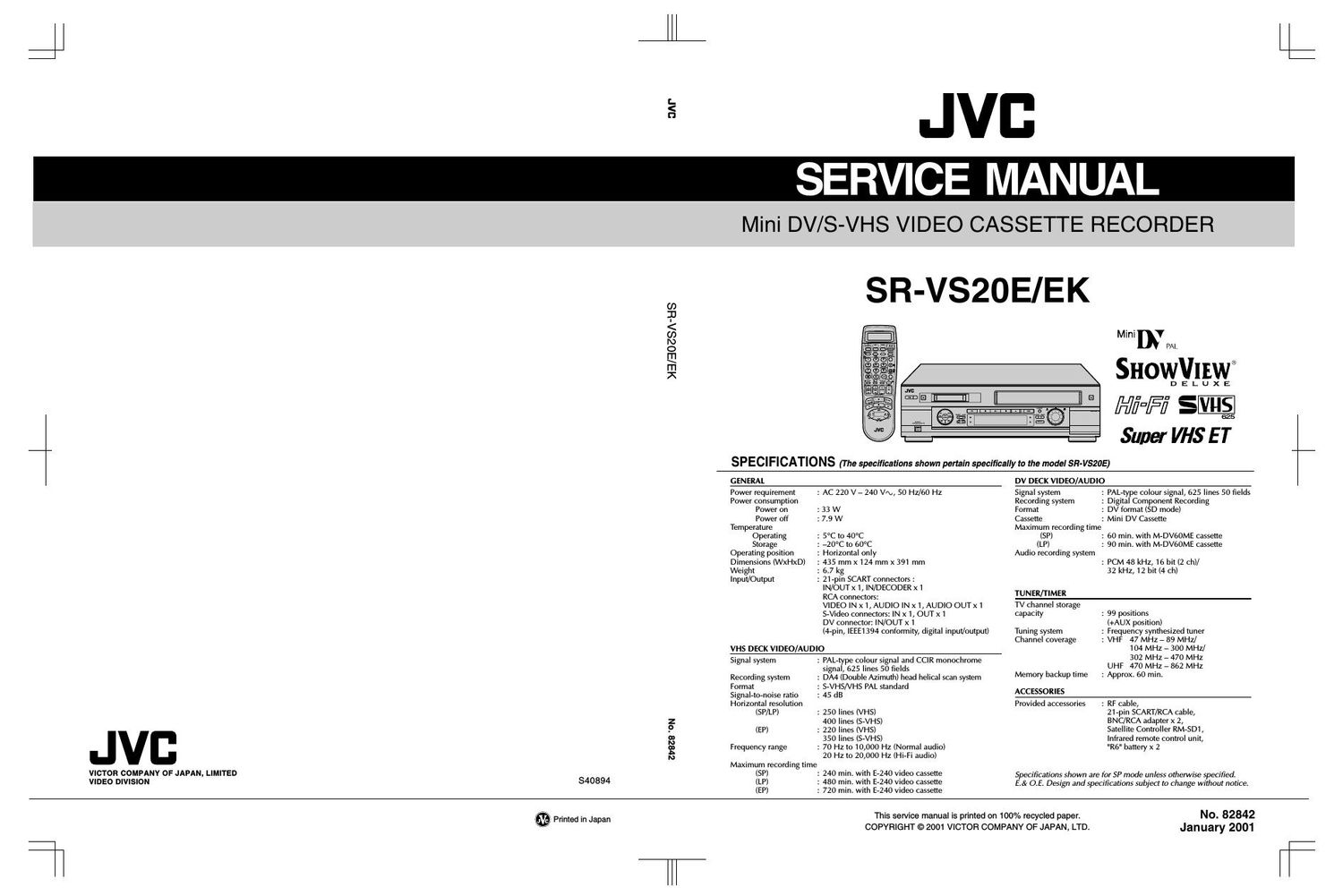 Jvc SRVS 20 E Schematic