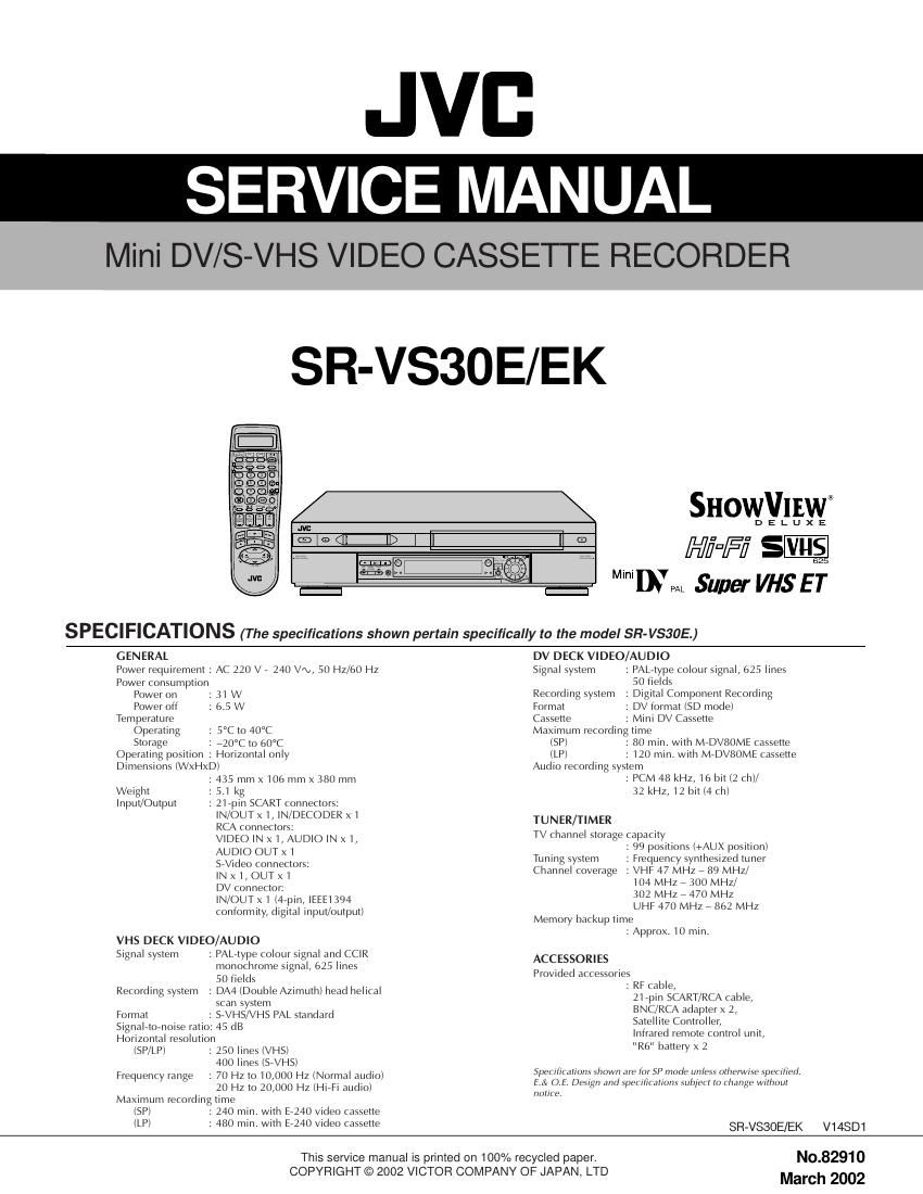 Jvc SRVS 30 E Service Manual