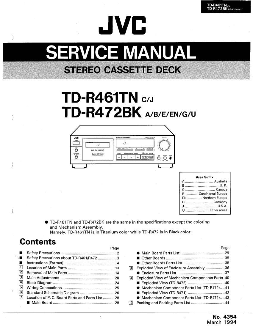 Jvc TDR 461 TN Service Manual