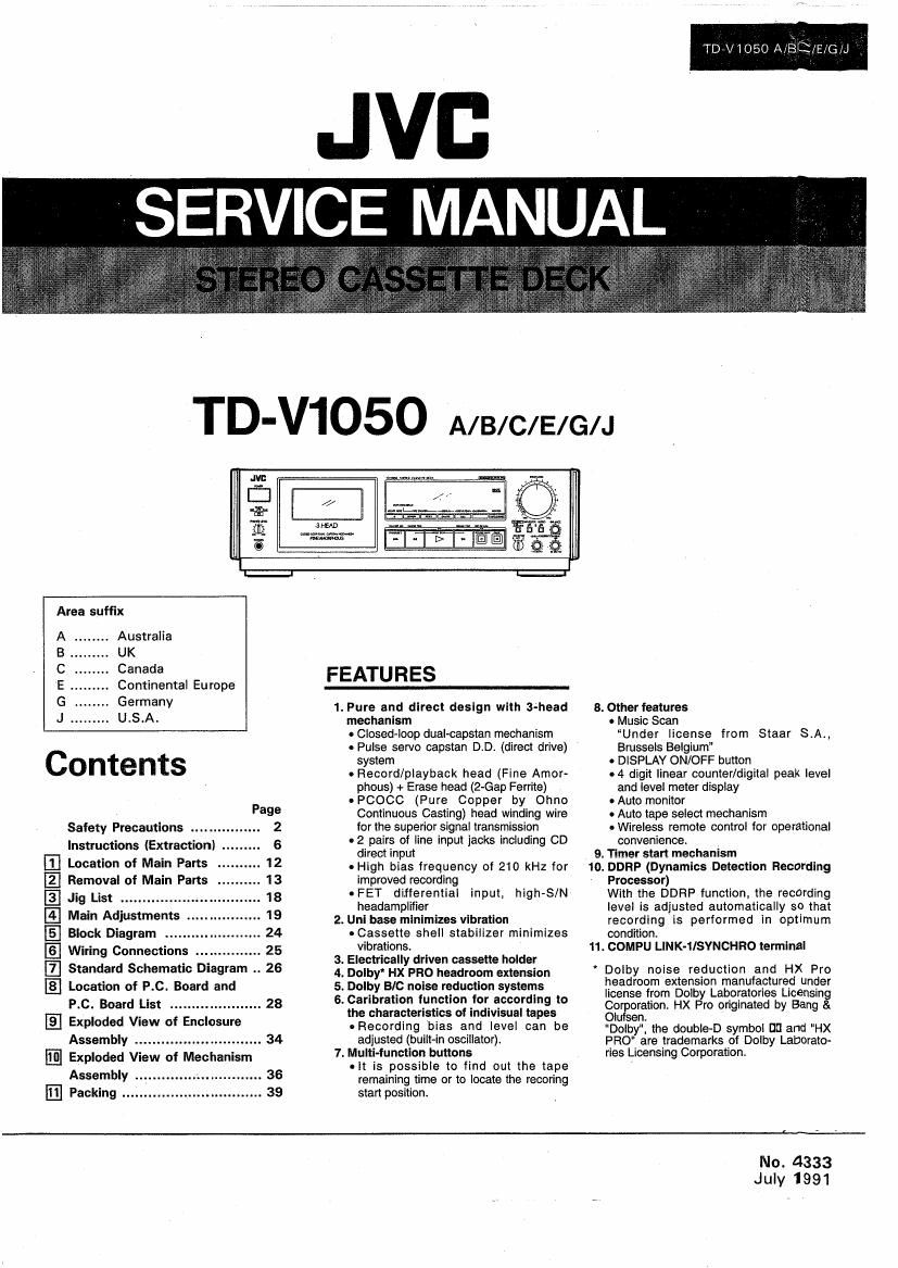 Jvc TDV 1050 Service Manual