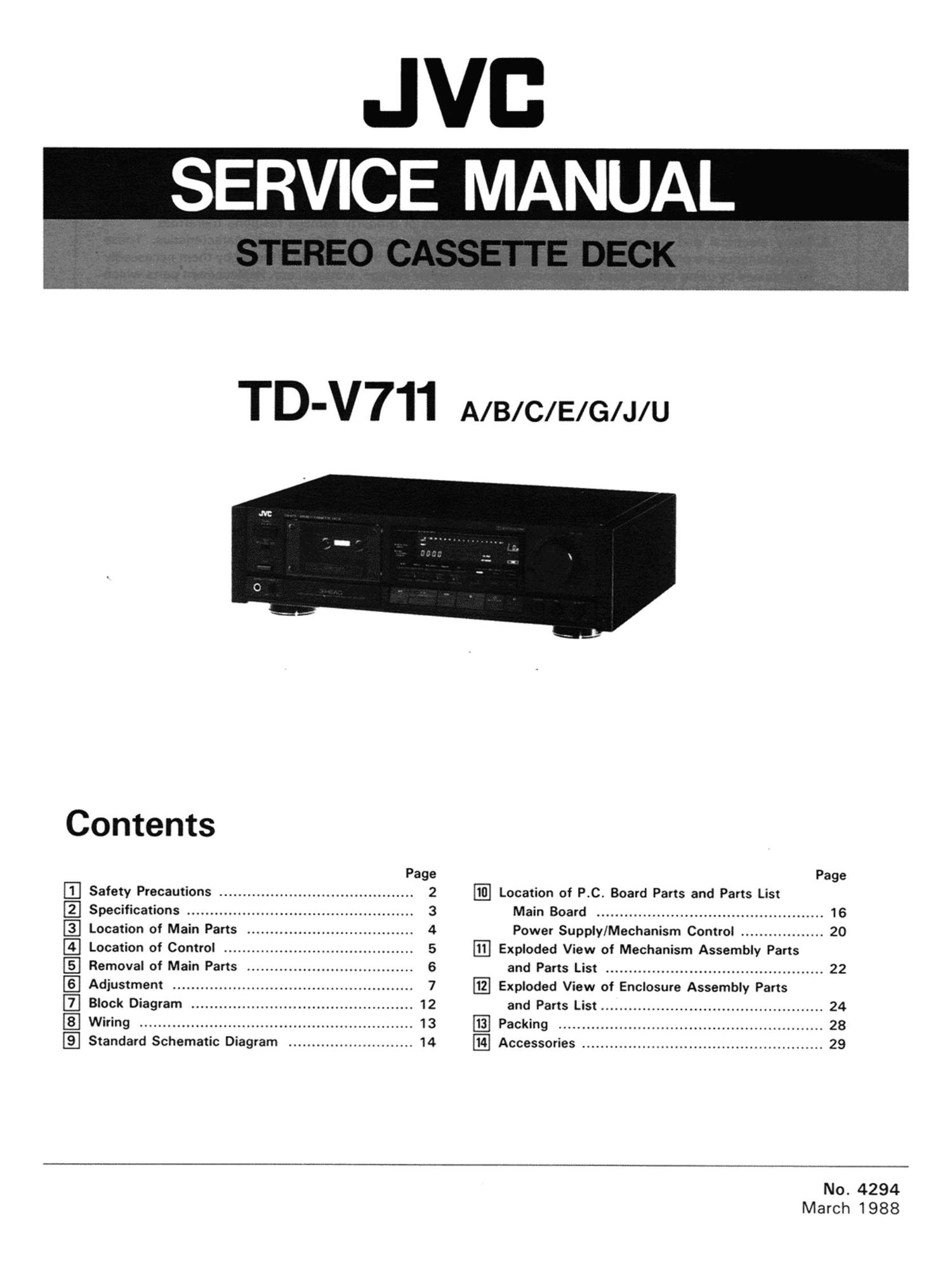 Jvc TDV 711 Service Manual