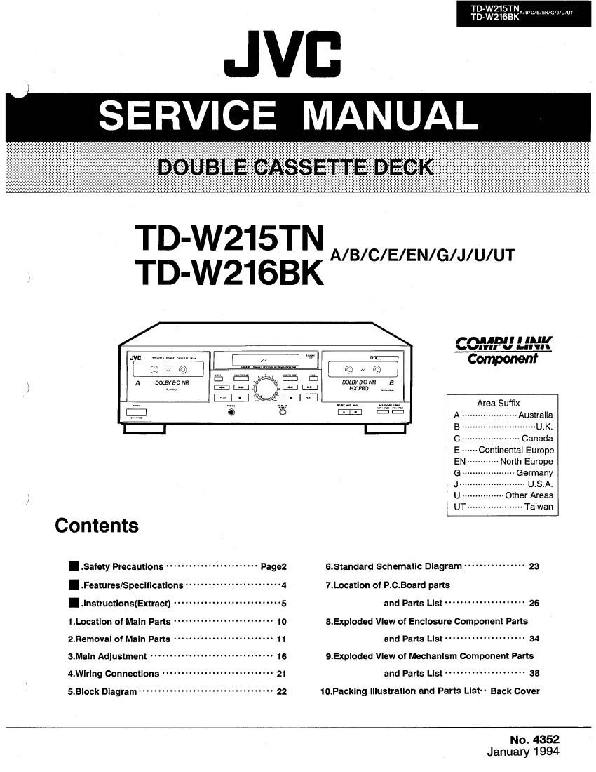 Jvc TDW 215 TN Service Manual