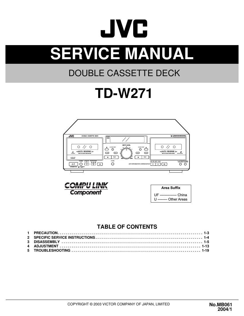Jvc TDW 271 Service Manual