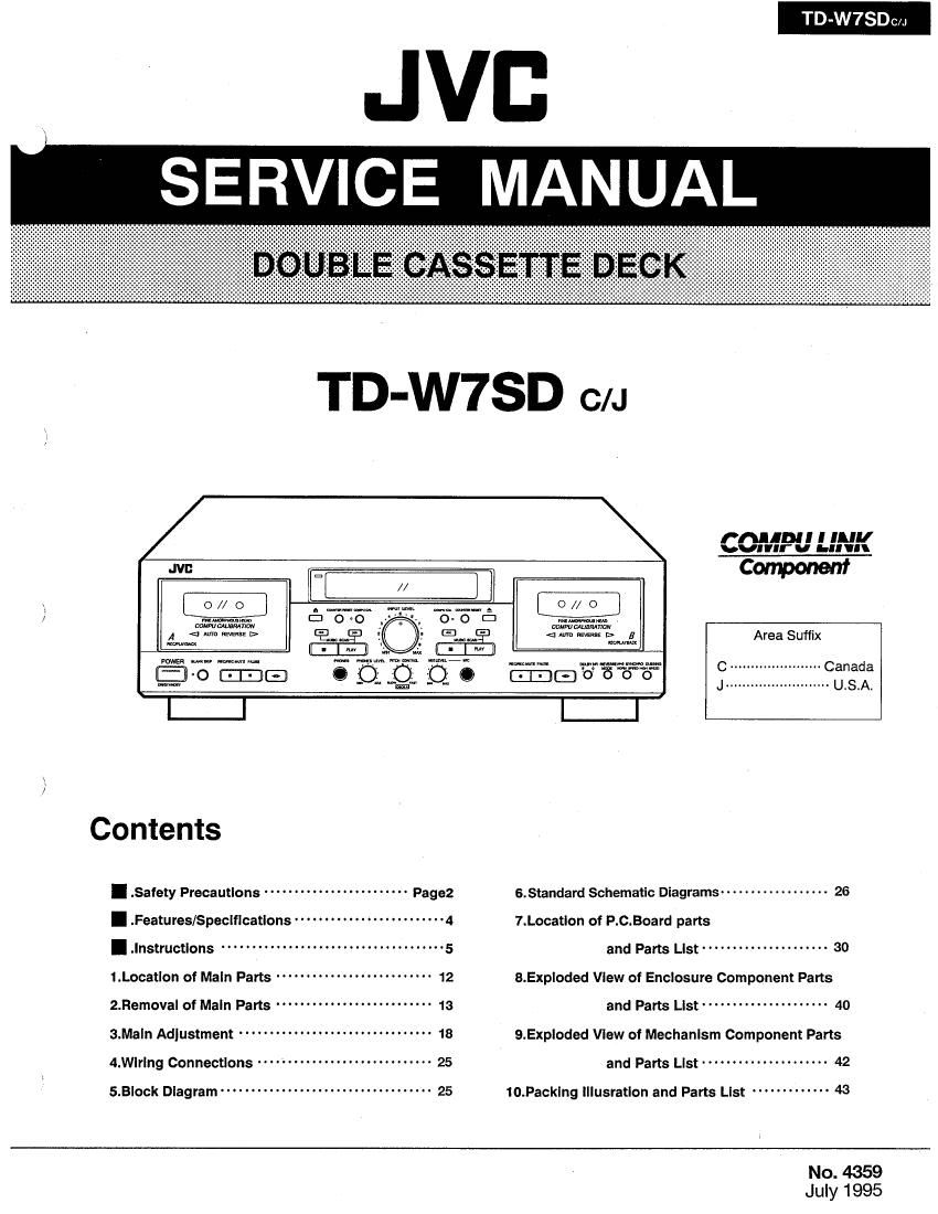 Jvc TDW 7 SD Service Manual