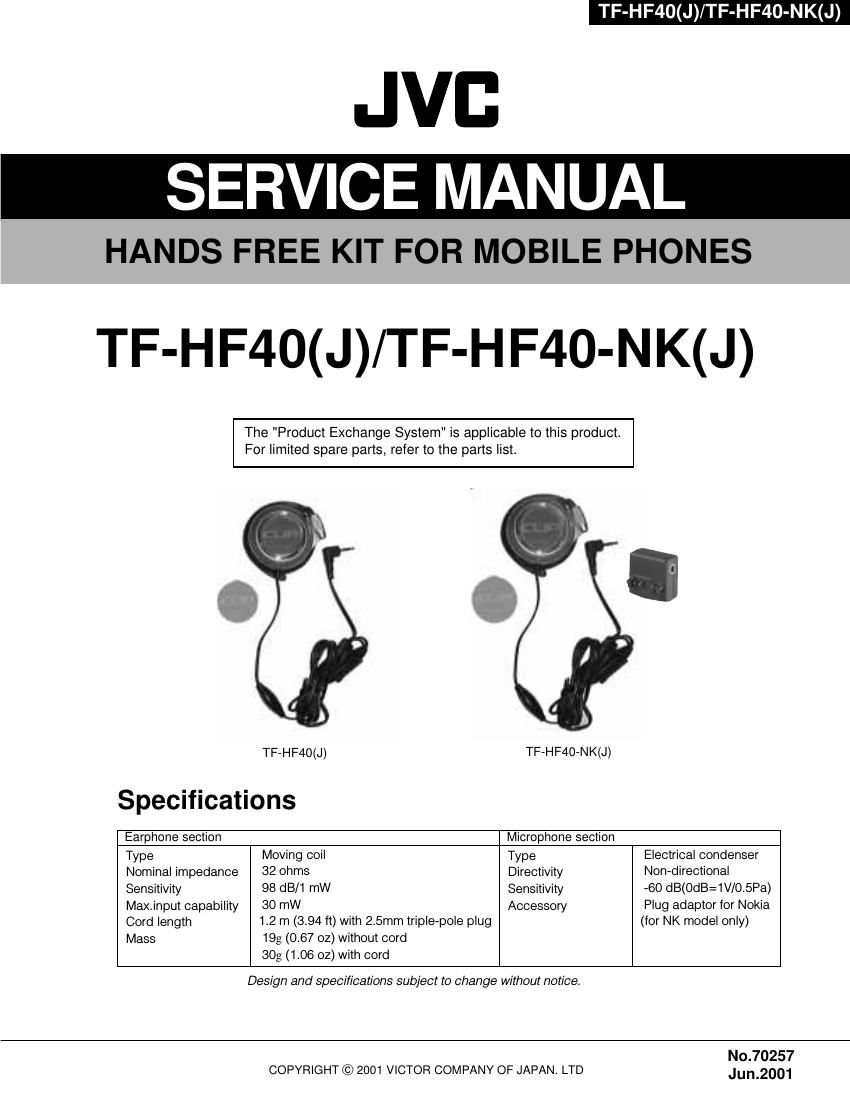 Jvc TFHF 40 Service Manual
