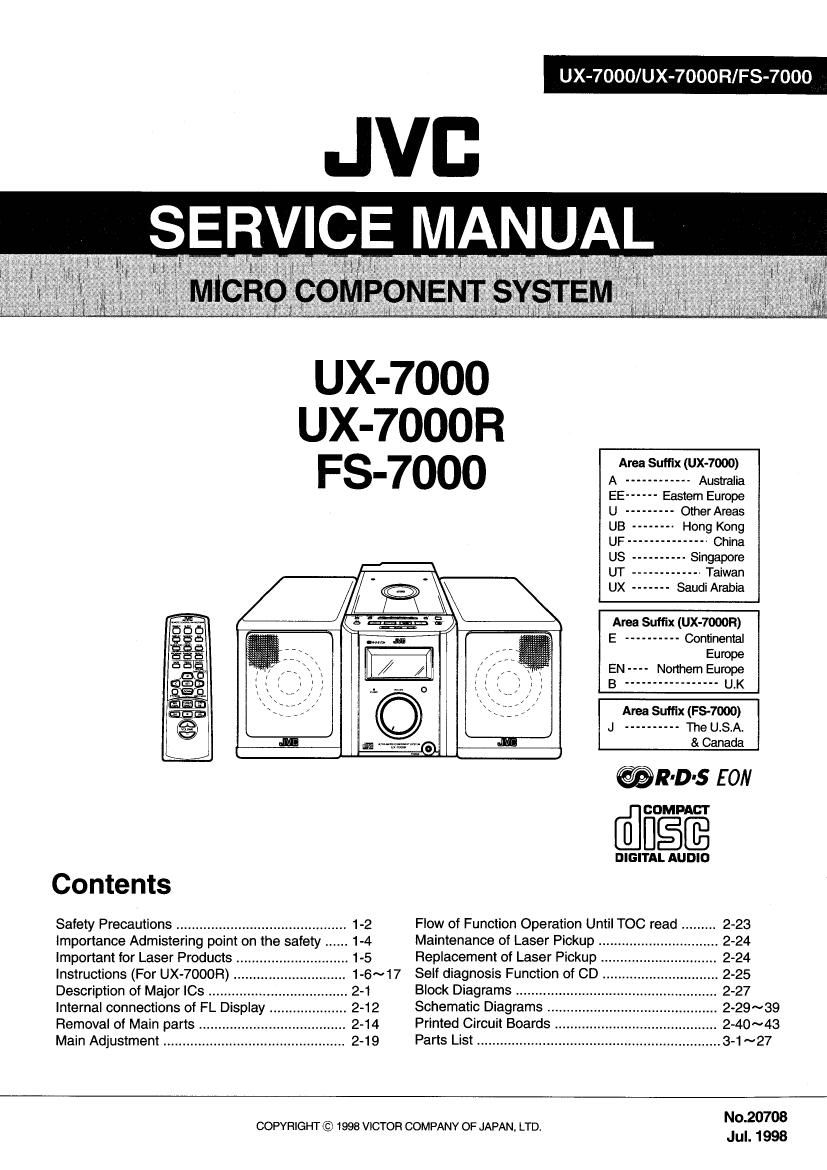 Jvc UX 7000 R Service Manual