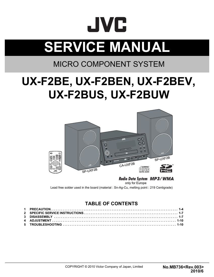 Jvc UXF 2 Service Manual