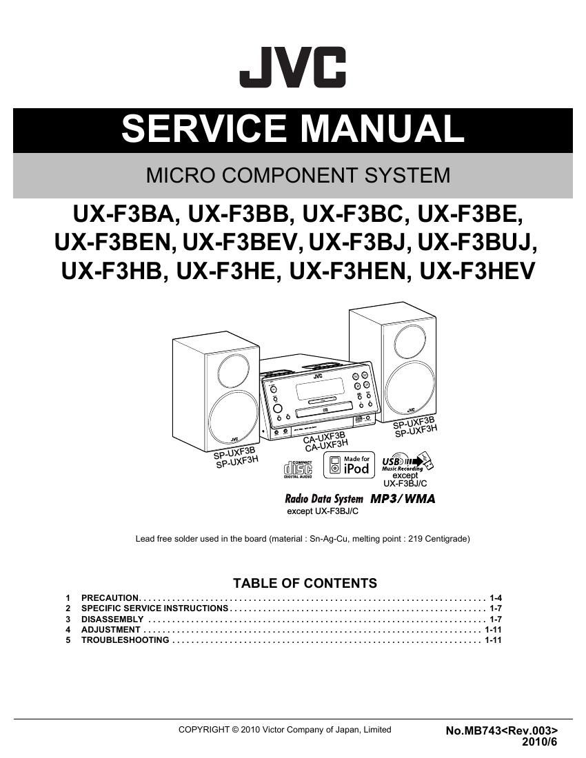 Jvc UXF 3 Service Manual